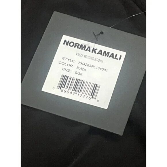 Norma Kamali V Neck Rectangle Gown in Black Small New Womens Long Dress - Picture 8 of 16